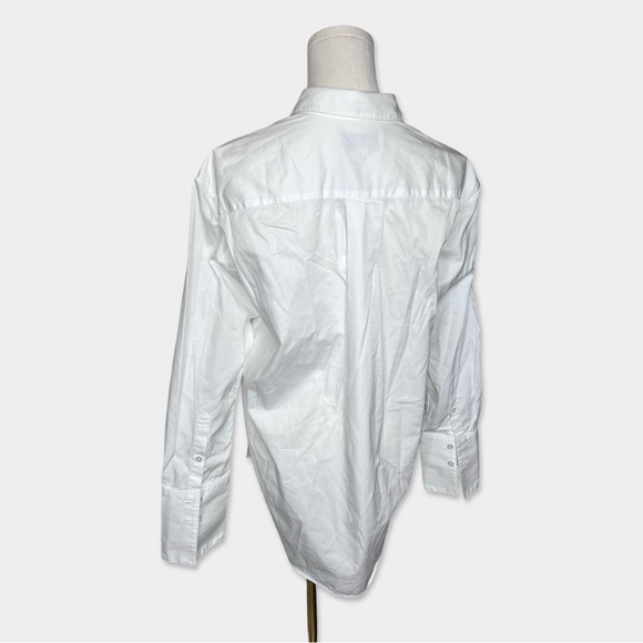 NWT UNSUBSCRIBED Blouse Size XS White Color Solid Clean Boyfriend Shirt - Picture 3 of 6